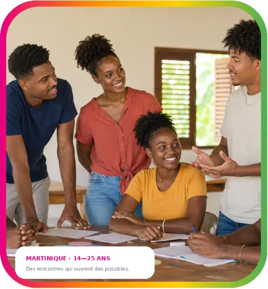 Quatre jeunes Martiniquais échangent autour d’un projet